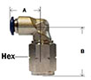 Nickel Plated Brass Push InFemale Swivel Elbow Diagram